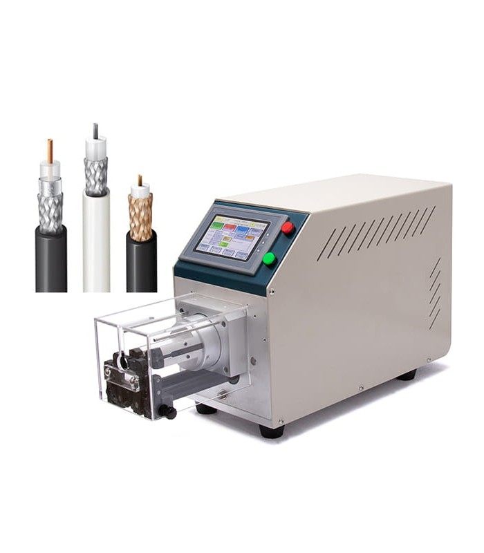 Automatische Maschine zum Abmanteln, Abisolieren und Schirmvorbereitung von automatisch betriebenen Koaxialkabeln (Ø0,8-7 mm)