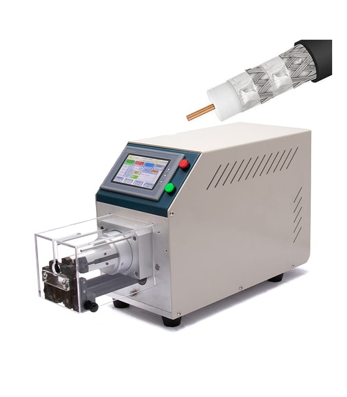 Máquina automática para pelar, pelar y preparar blindaje de cables coaxiales de accionamiento automático (Ø0,8-7 mm)