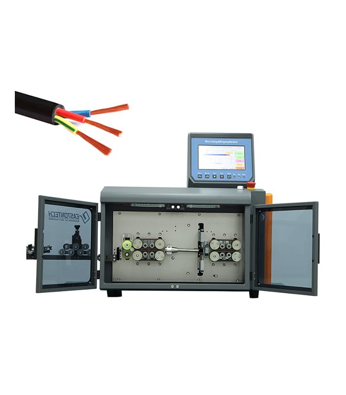 Automatic machine for cutting and stripping single and multicore cables