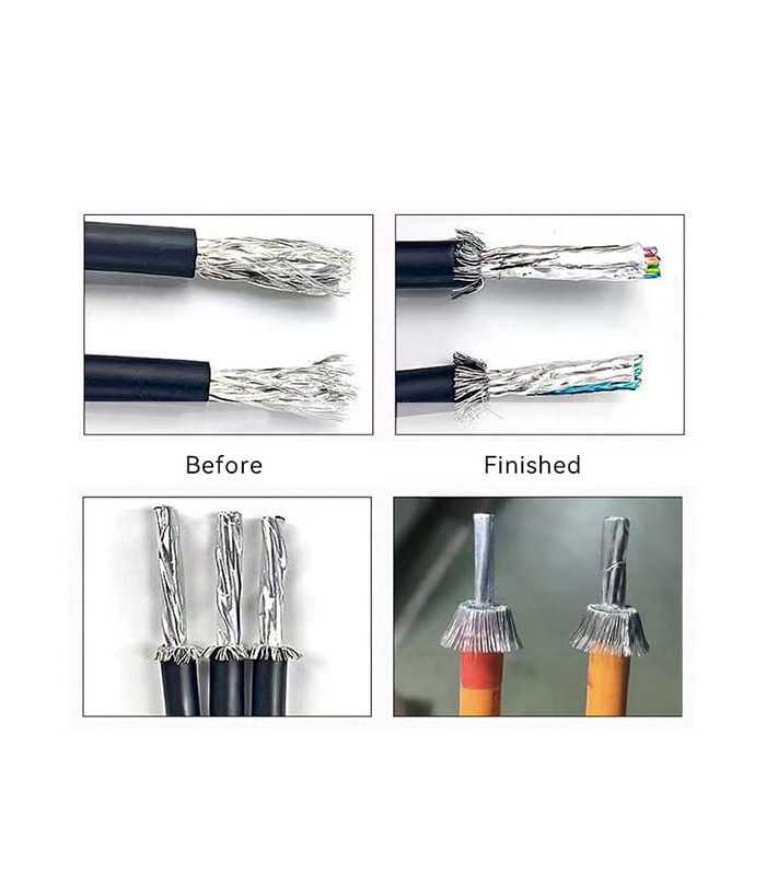 Macchina automatica per la spazzolatura e il taglio della schermatura del cavo (3 - 9 mm)