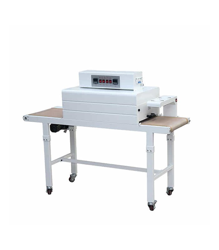 Heat shrink machine with continuous heated tunnel