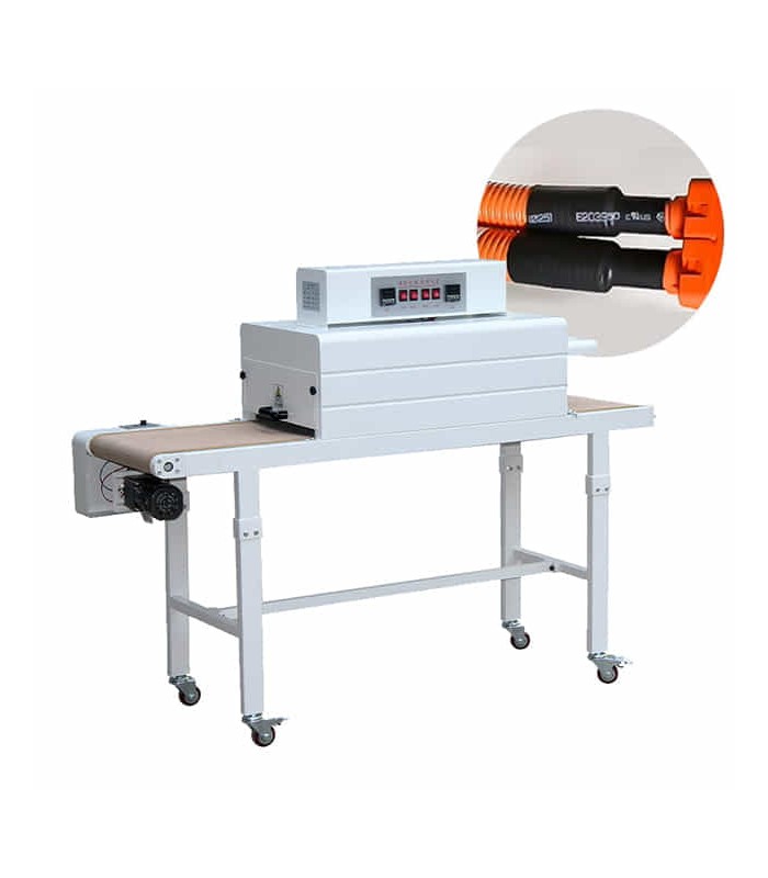 Heat shrink machine with continuous heated tunnel
