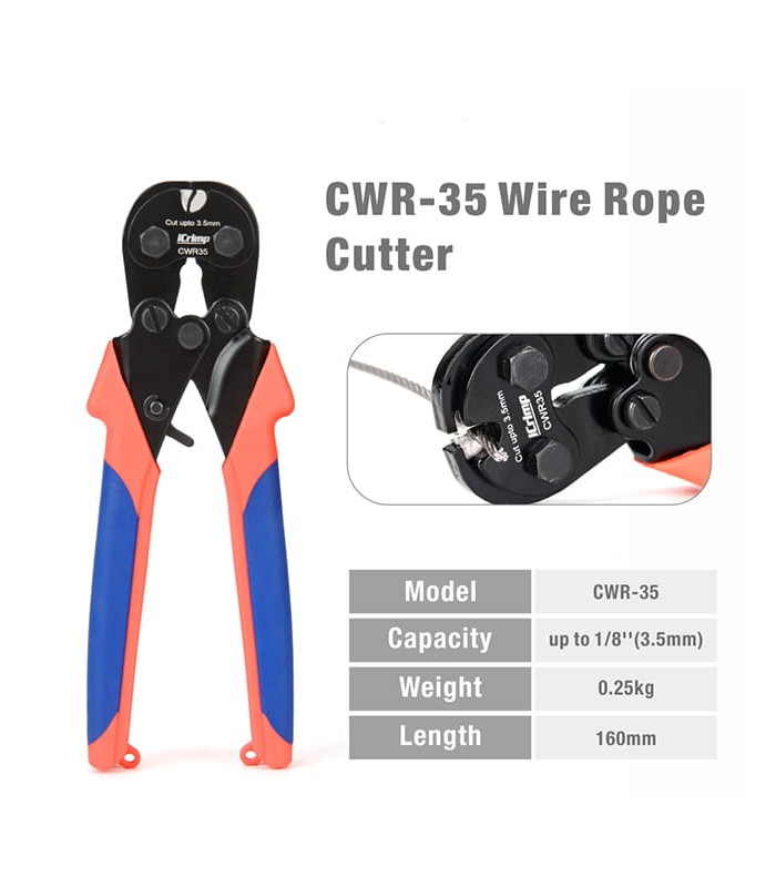 Cutting pliers for wire ropes up to 3.5 mm