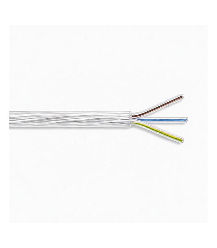 FR5F-Kabel 3g1,5, transparent mit FEP-Leitern und interner grüner, blauer, brauner Polarität
